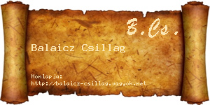 Balaicz Csillag névjegykártya